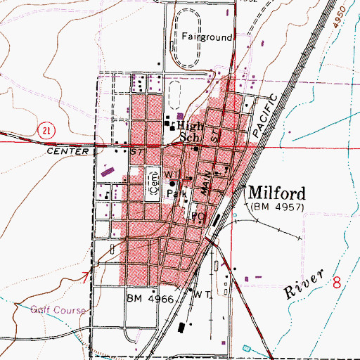 Topographic Map of Milford Catholic Church, UT