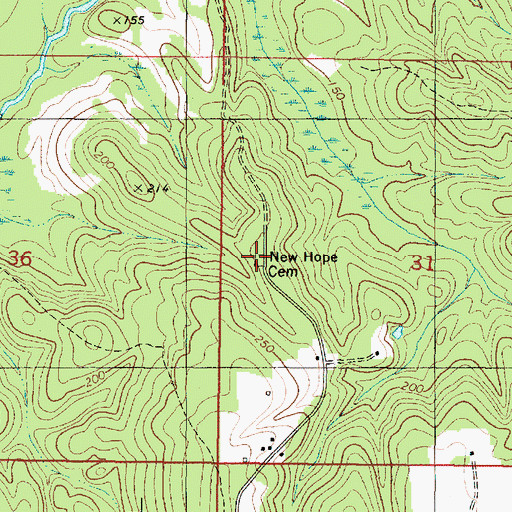 Topographic Map of New Hope Cemetery, AL
