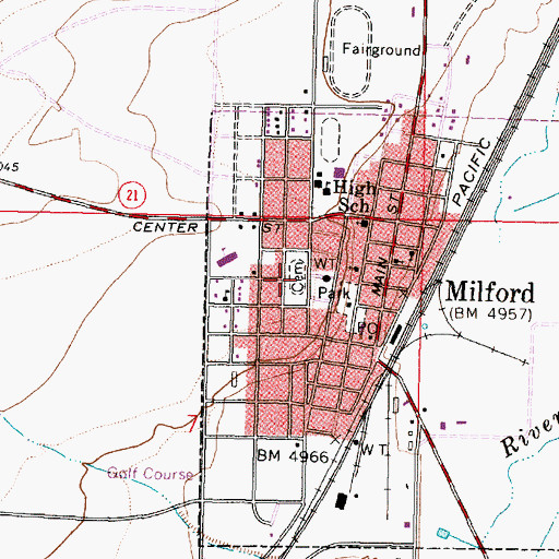 Topographic Map of Milford City Cemetery, UT