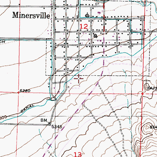 Topographic Map of Minersville School, UT