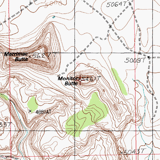 Topographic Map of Monitor Butte, UT