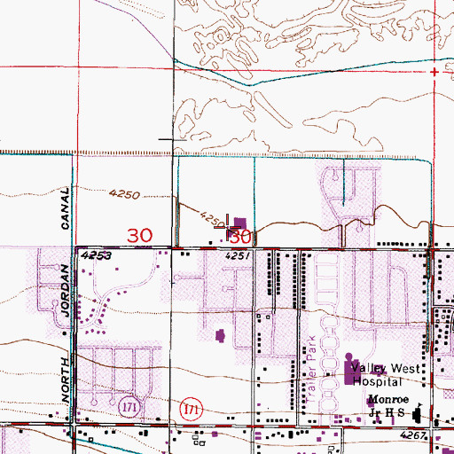Topographic Map of Monroe Elementary School, UT