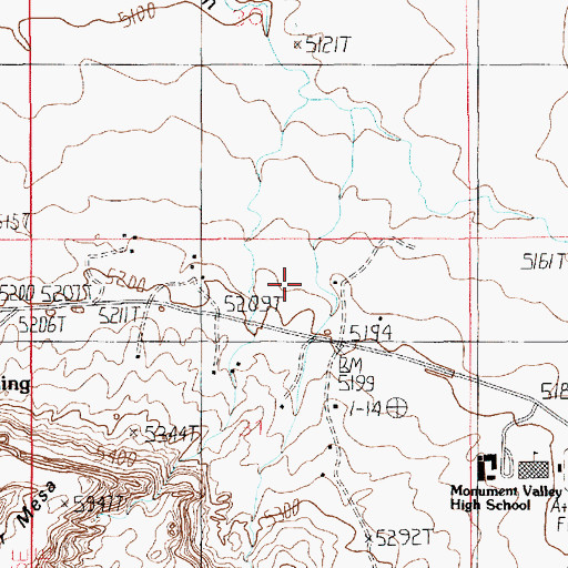 Topographic Map of Monument Valley State Park, UT