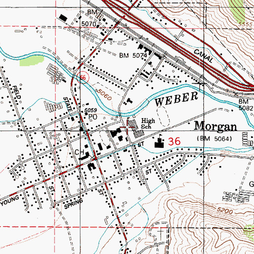 Topographic Map of Morgan High School, UT