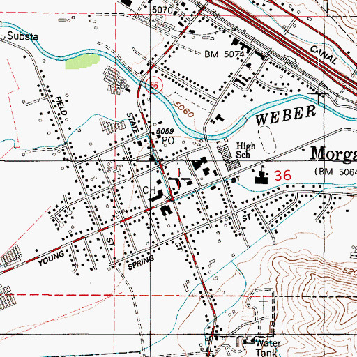 Topographic Map of Morgan Middle School, UT