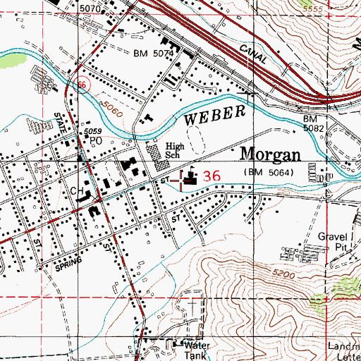 Topographic Map of Morgan Elementary School, UT