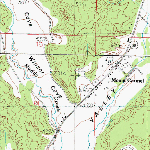 Topographic Map of Mount Carmel Cemetery, UT