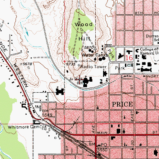 Topographic Map of Mont Harmon Middle School, UT