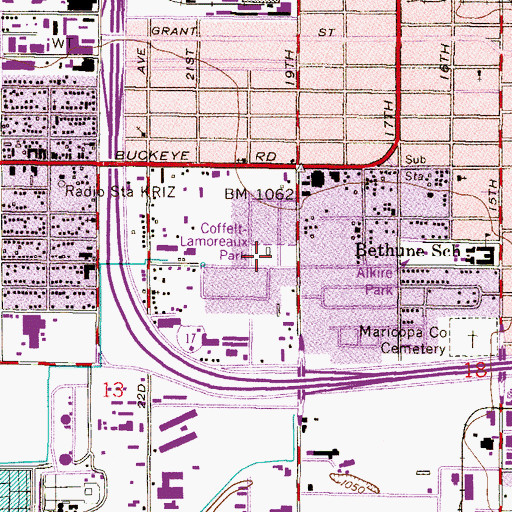 Topographic Map of Coffelt Lamoreaux Park, AZ