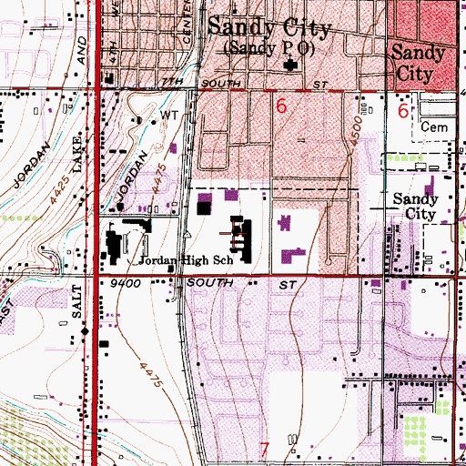 Topographic Map of Mount Jordan Middle School, UT