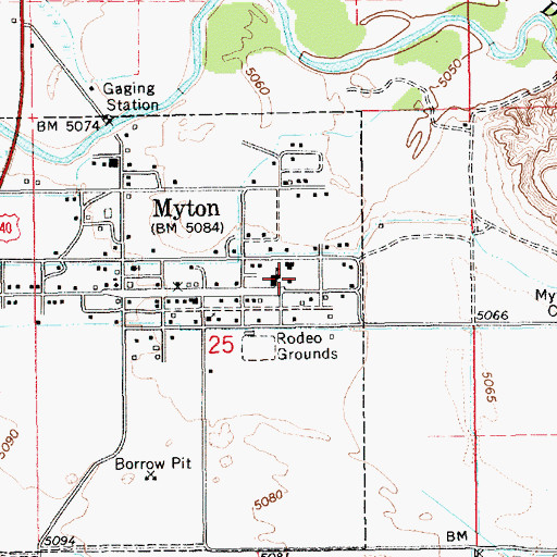 Topographic Map of Myton Elementary School, UT