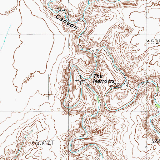 Topographic Map of The Narrows, UT