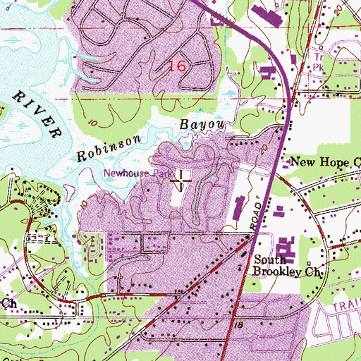 Topographic Map of Newhouse Park, AL