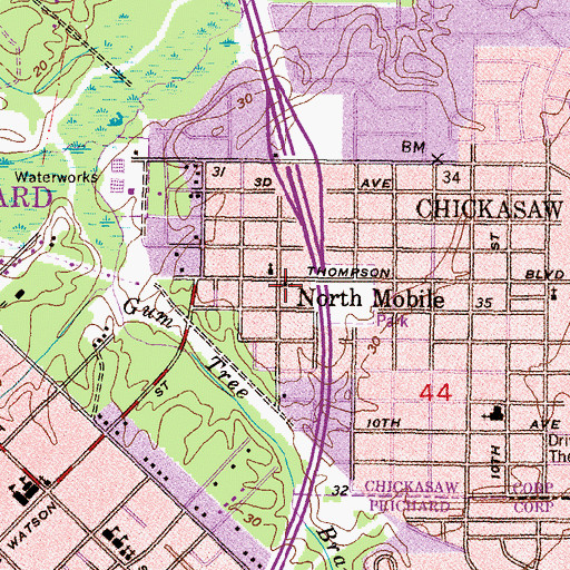 Topographic Map of North Mobile Free Holiness Church, AL