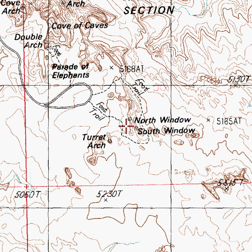Topographic Map of Nose Bridge, UT