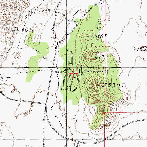 Topographic Map of Oasis Campground, UT
