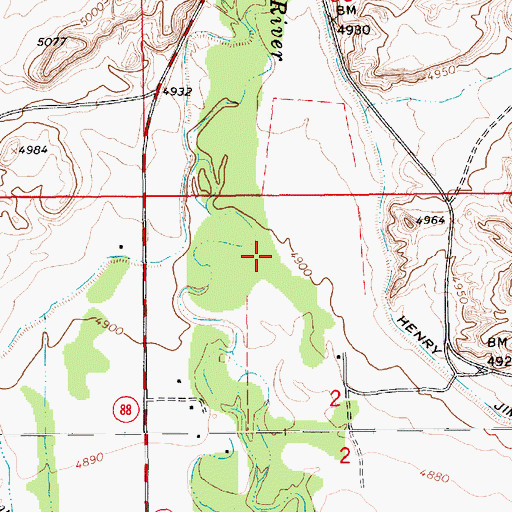 Topographic Map of Old Fort Duchesne, UT