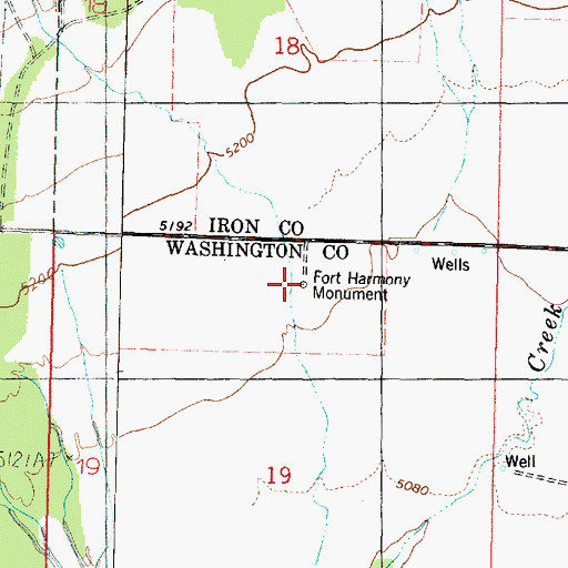 Topographic Map of Old Fort Harmony (historical), UT