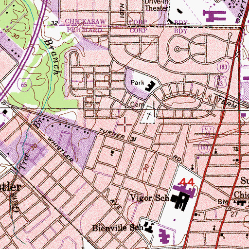 Topographic Map of Northside Bible Church, AL