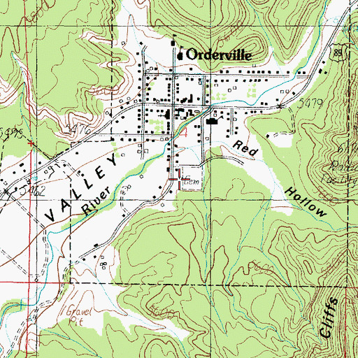 Topographic Map of Orderville Cemetery, UT
