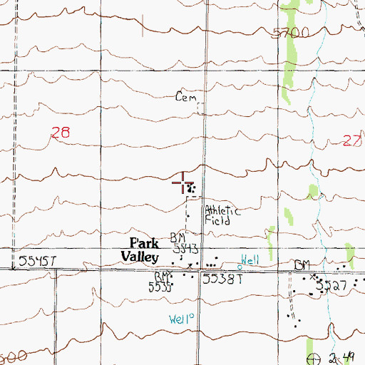 Topographic Map of Park Valley School, UT