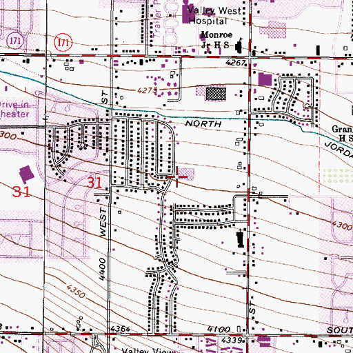 Topographic Map of Philo T Farnsworth Elementary School, UT