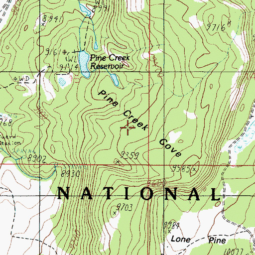 Topographic Map of Pine Creek Cove, UT