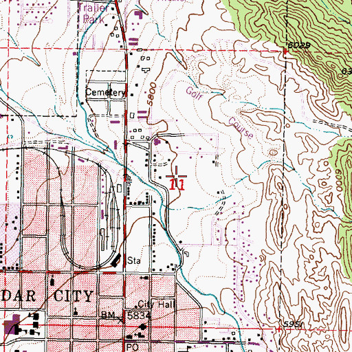 Topographic Map of Piute Indian Reservation-Cedar City (historical), UT