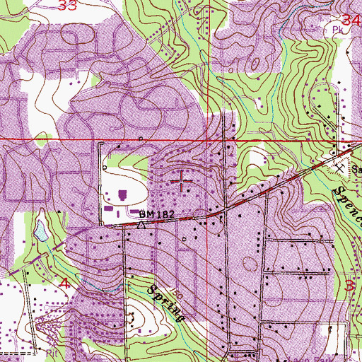 Topographic Map of Oakwood Estates, AL