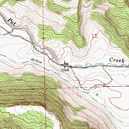 Topographic Map of Pot Creek Recreation Site, UT