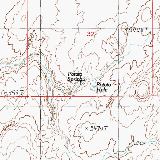 Topographic Map of Potato Spring, UT