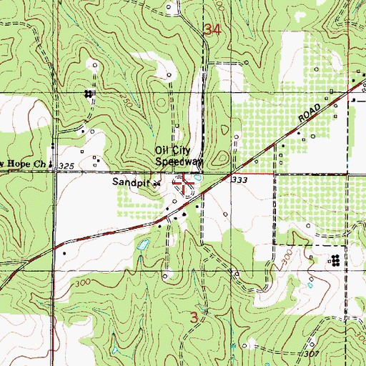 Topographic Map of Oil City Speedway, AL