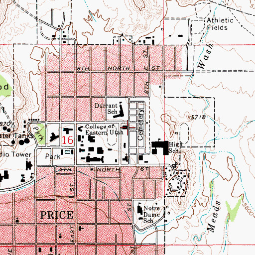 Topographic Map of Price City Cemetery, UT