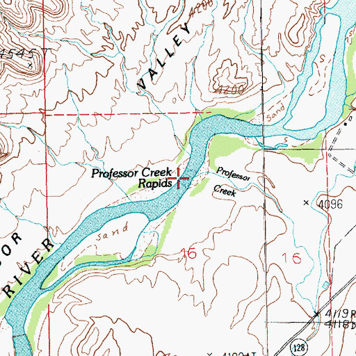 Topographic Map of Professor Creek Rapids, UT