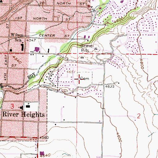 Topographic Map of Providence City Cemetery, UT