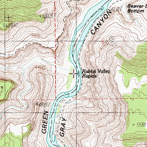 Topographic Map of Rabbit Valley Rapids, UT