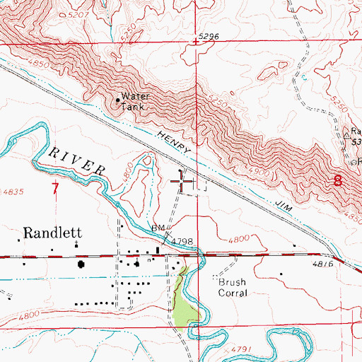 Topographic Map of Randlett Cemetery, UT