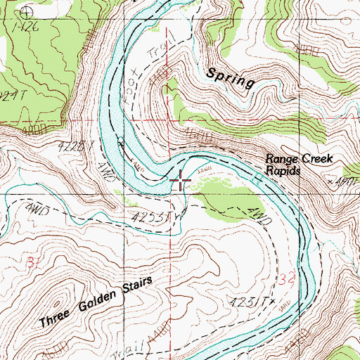 Topographic Map of Range Creek Canyon, UT