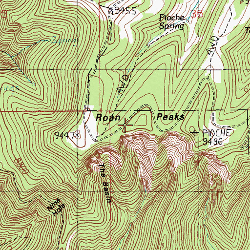 Topographic Map of Roan Peaks, UT