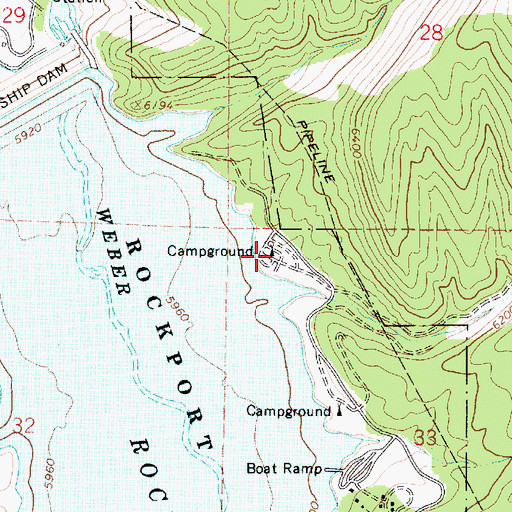 Topographic Map of Rockport Campground, UT