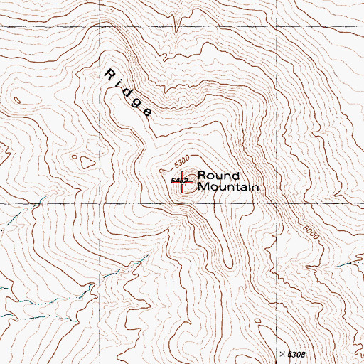 Topographic Map of Round Mountain, UT