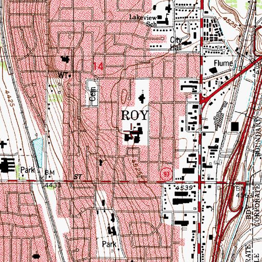 Topographic Map of Roy Junior High School, UT
