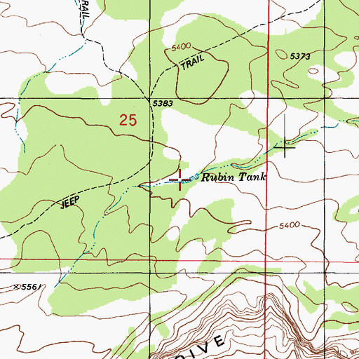 Topographic Map of Rubin Tank, UT