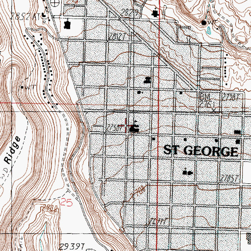 Topographic Map of Saint George West School, UT