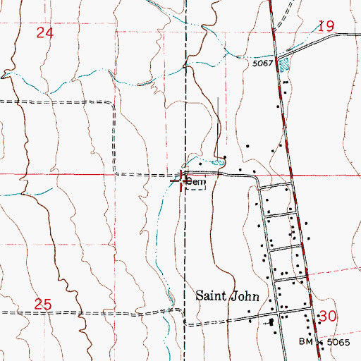 Topographic Map of Saint John Cemetery, UT