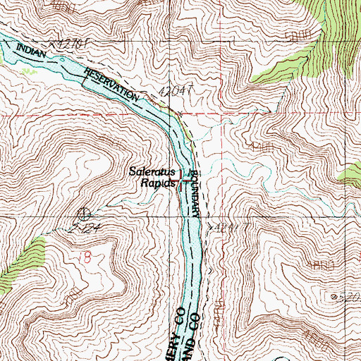 Topographic Map of Saleratus Rapids, UT