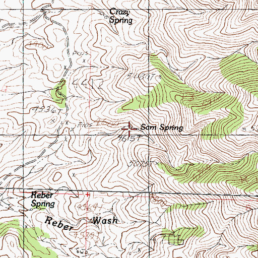 Topographic Map of Sam Spring, UT