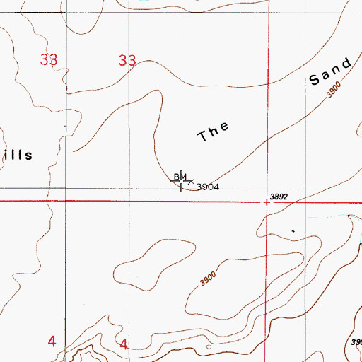 Topographic Map of The Sand Hills, UT