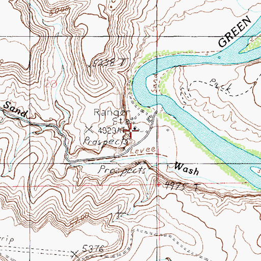 Topographic Map of Sand Wash River Ranger Station and Put In Site, UT