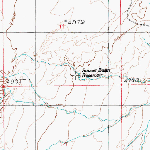 Topographic Map of Saucer Basin Reservoir, UT